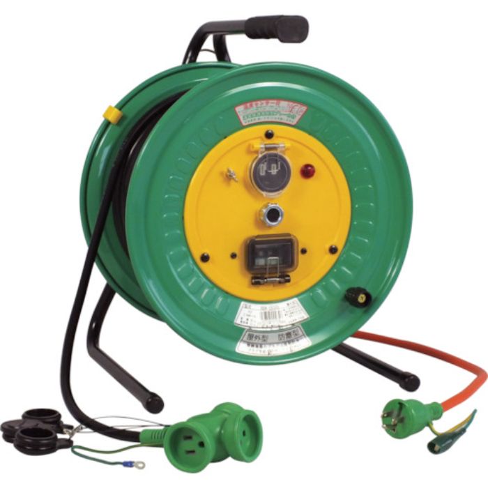 NICHIDO 電工ドラム 屋外型 びっくリール 漏電保護専用ブレーカ付 30m(Tcode:7307390)