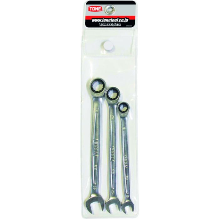 TONE コンビネーションラチェットレンチ ラチェットめがねレンチセット 3点セット(Tcode:1830111)