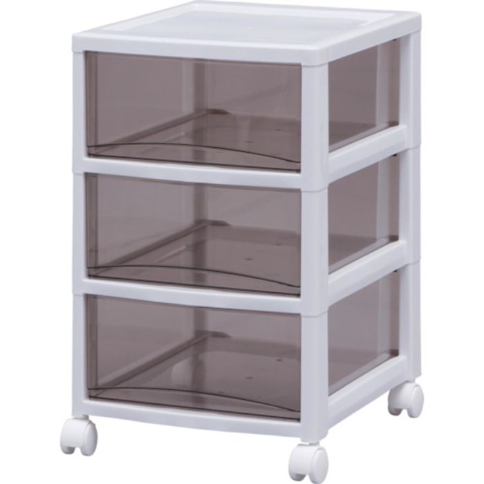 IRIS 221247 スーパークリアチェスト ホワイト/クリアブラウン 3段タイプ(Tcode:4943643)