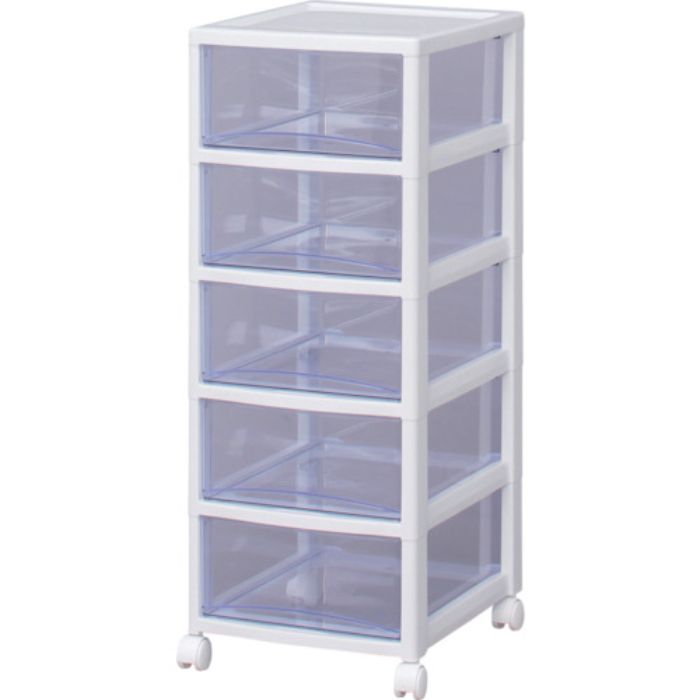 IRIS 221255 スーパークリアチェスト ホワイト/クリアブルー 5段タイプ(Tcode:4943651)