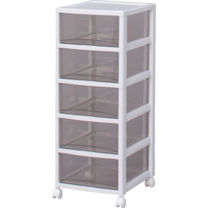 IRIS 221249 スーパークリアチェスト ホワイト/クリアブラウン 5段タイプ(Tcode:4943660)