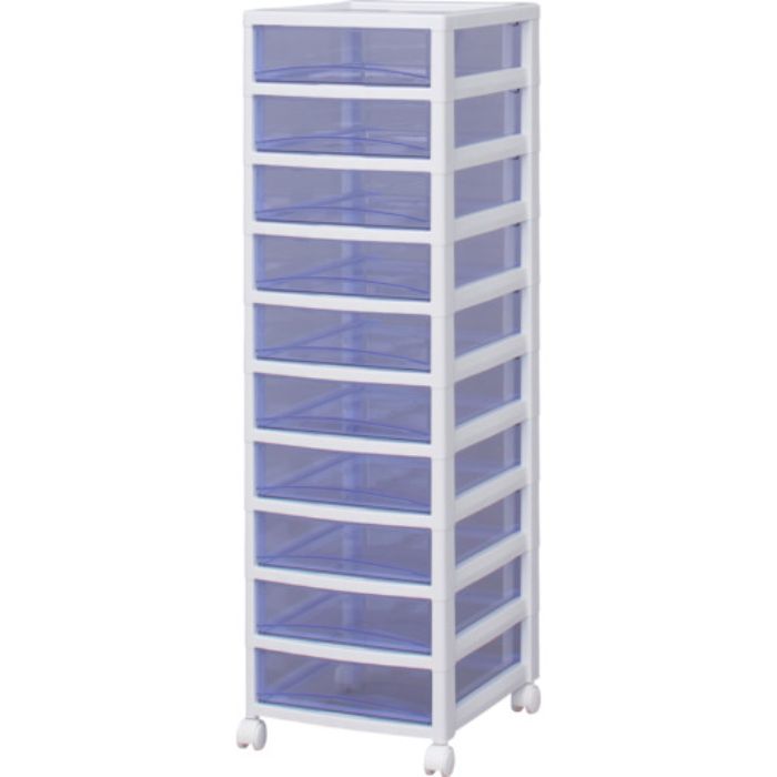 IRIS 221273 スーパークリアチェスト ホワイト/クリアブルー 10段タイプ(Tcode:4943694)