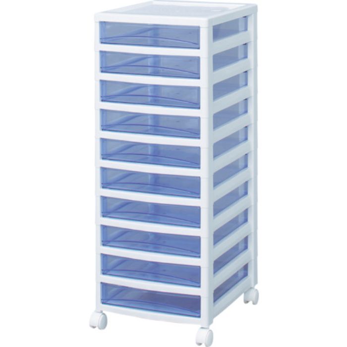 IRIS 221300 スーパークリアチェスト ホワイト/クリアブルー 10段タイプ(Tcode:4943791)