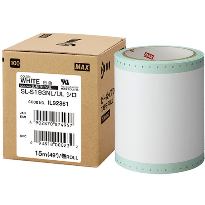 MAX ビーポップ UL対応シート 100mm幅シート SL-S193NL/UL シロ (15m×1巻入) (Tcode:5215372)