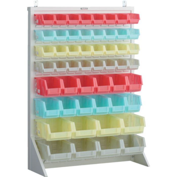 TRUSCO パネルコンテナラック 片面式・床置タイプ・コンテナ半透明仕様 910×320×H1240 ホワイト 小×32 中×12 大×8(Tcode:2639151)