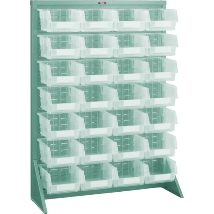 TRUSCO パネルコンテナラック 床置型 コンテナ大透明X28 緑(Tcode:3526810)
