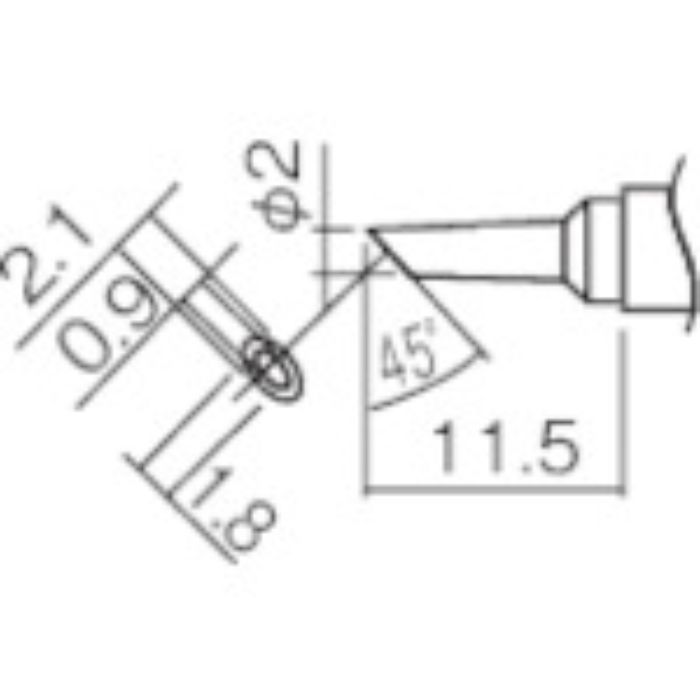 白光 こて先 2BC型 溝付 はんだめっき 1mm(Tcode:2945738)