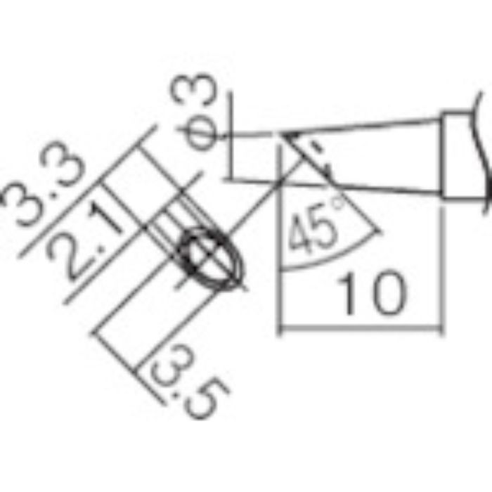 白光 こて先 3BC型 溝付 はんだメッキ 1mm(Tcode:2945746)