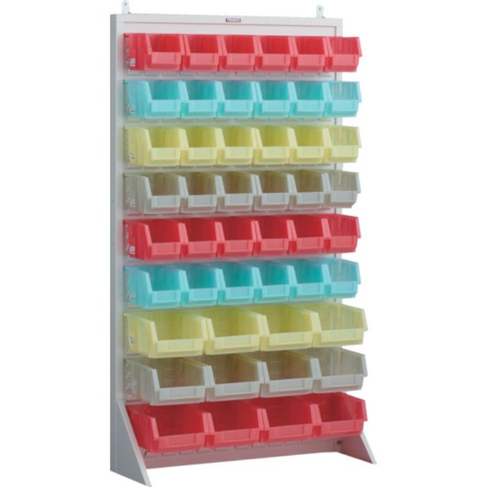 TRUSCO パネルコンテナラック 片面式・床置タイプ・コンテナ半透明仕様 910×320×H1600 ホワイト 中×36 大×12(Tcode:2639156)