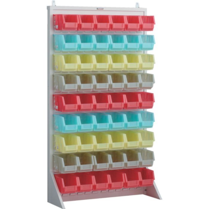 TRUSCO パネルコンテナラック 片面式・床置タイプ・コンテナ半透明仕様 910×320×H1600 ホワイト 中×54(Tcode:2639158)