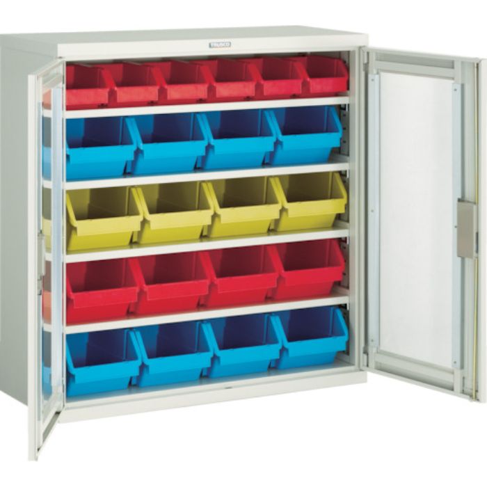 TRUSCO コンテナラックケース バンラックケース M型 両開き扉 コンテナ入 H880(Tcode:4407946)