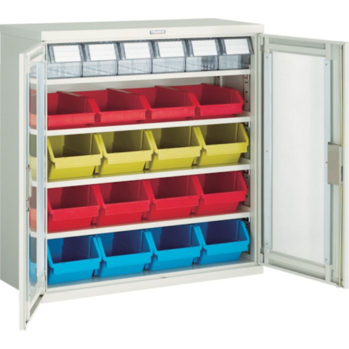 TRUSCO コンテナラックケース バンラックケース M型 両開き扉 コンテナ入 H880(Tcode:4407954)