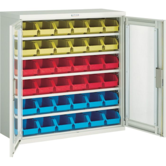 TRUSCO コンテナラックケース バンラックケース M型 両開き扉 コンテナ入 H880(Tcode:4407971)