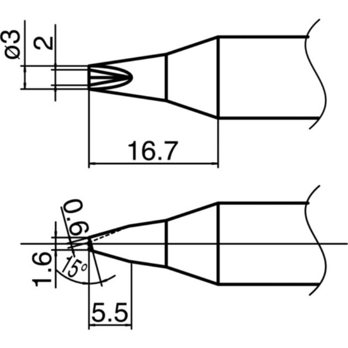 白光 ステーション型はんだこて用交換こて先 溝付 こて先径Φ3.0mm(Tcode:8551407)