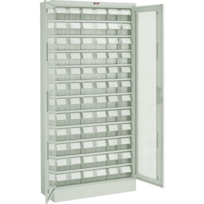 TRUSCO コンテナラックケース バンラックケース L型 両開き扉 透明引出大X36個 透明(Tcode:3036847)