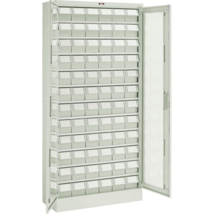 TRUSCO コンテナラックケース バンラックケース L型 両開き扉 NG引出小X72個 ネオグレー(Tcode:3036855)