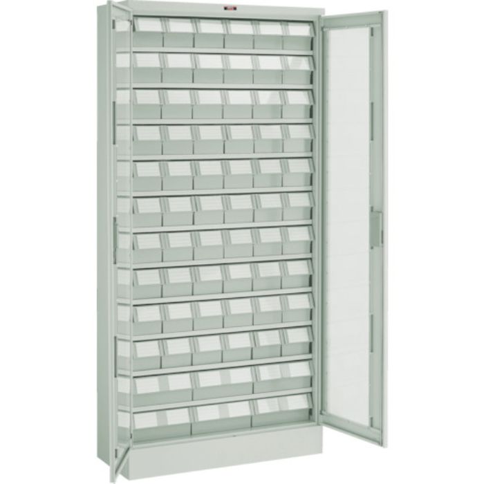 TRUSCO コンテナラックケース バンラックケース M型 両開き扉 引出小X60 大X6個 ネオグレー(Tcode:3036812)