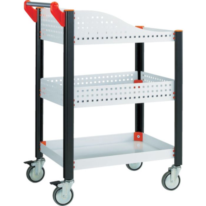 TRUSCO カスタムワゴン ホワイト633X470 浅棚1枚・深型パンチ棚板付(Tcode:3360784)