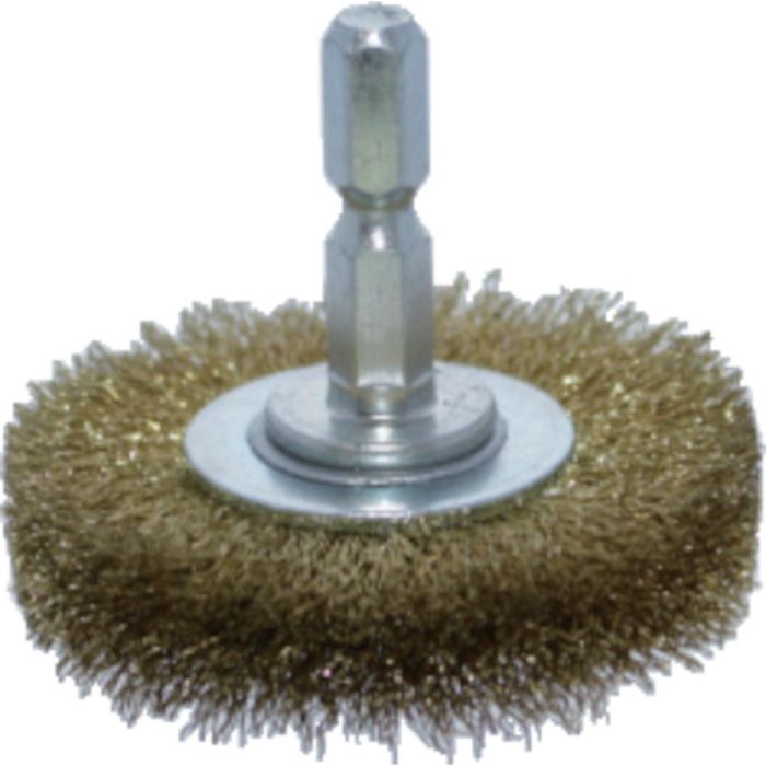 TRUSCO 軸付ホイールブラシ φ50X軸6.35 真鍮線 線径0.15(Tcode:8554886)