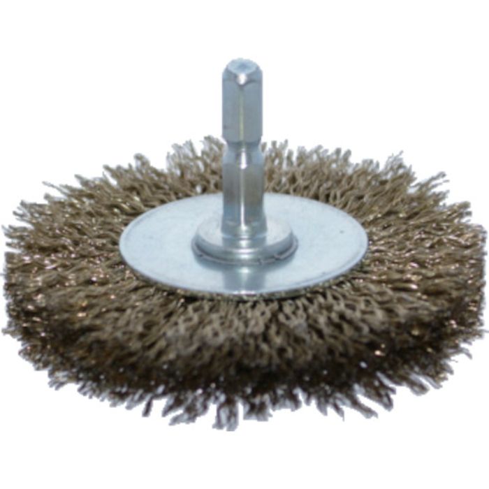 TRUSCO 軸付ホイールブラシ φ75X軸6.35 真鍮メッキ鋼線 線径0.2(Tcode:8554882)