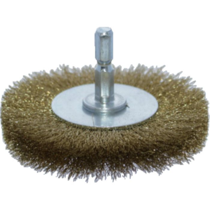 TRUSCO 軸付ホイールブラシ φ75X軸6.35 真鍮線 線径0.15(Tcode:8554888)