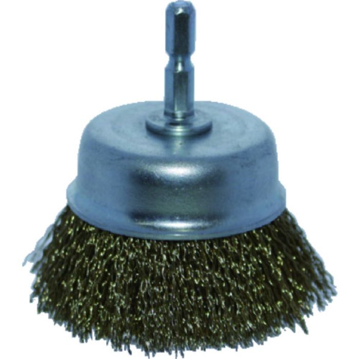 TRUSCO 軸付カップブラシ Φ65X軸6.35 真鍮メッキ鋼線 0.25線(Tcode:8554873)