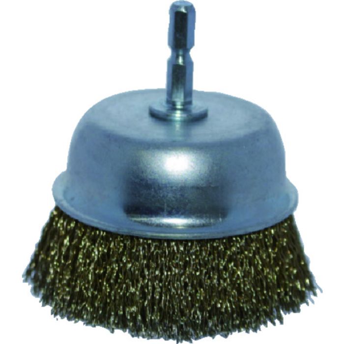 TRUSCO 軸付カップブラシ Φ75X軸6.35 真鍮メッキ鋼線 0.25線(Tcode:8554874)