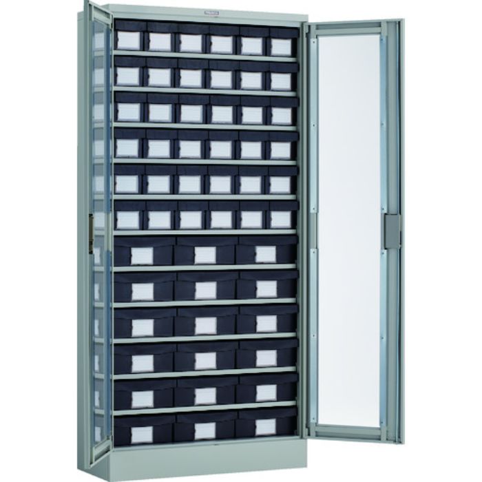 TRUSCO コンテナラックケース バンラックケース L型 両開き扉 導電引出小X36個 大X18個 H1790(Tcode:2065562)