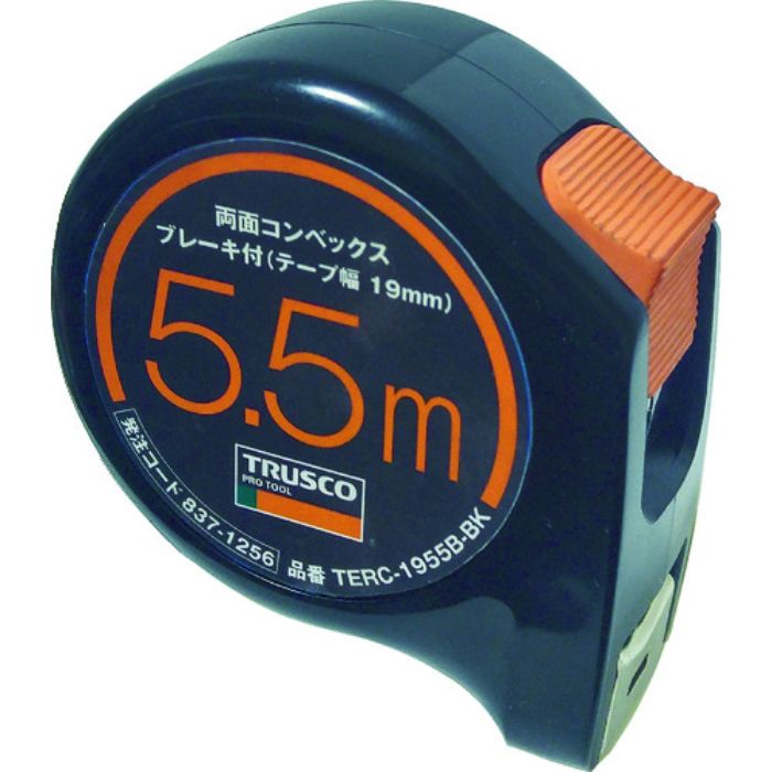 TRUSCO 両面コンベックス19巾5.5mブレーキ付 ブラック(Tcode:8371256)