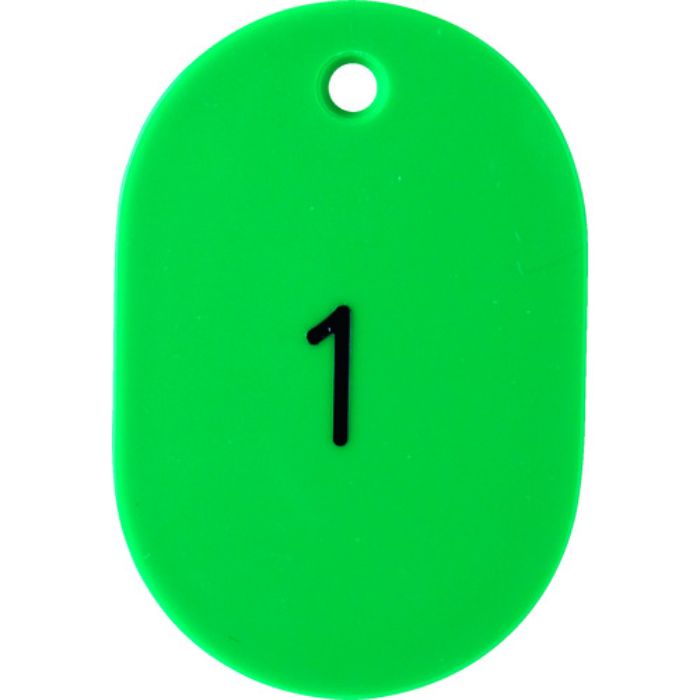 TRUSCO 番号入小判札 大 60X40 1〜25 緑(Tcode:1162316)