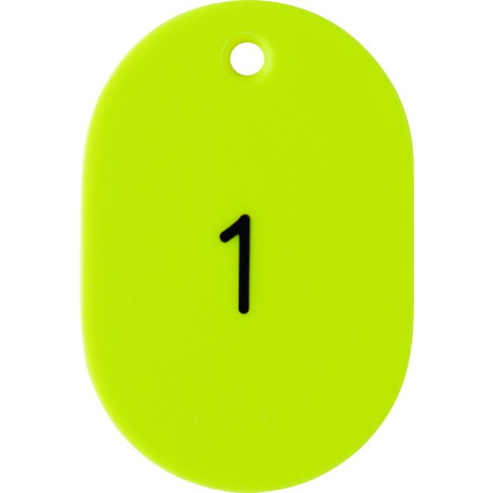 TRUSCO 番号入小判札 大 60X40 1〜25 黄(Tcode:1162317)