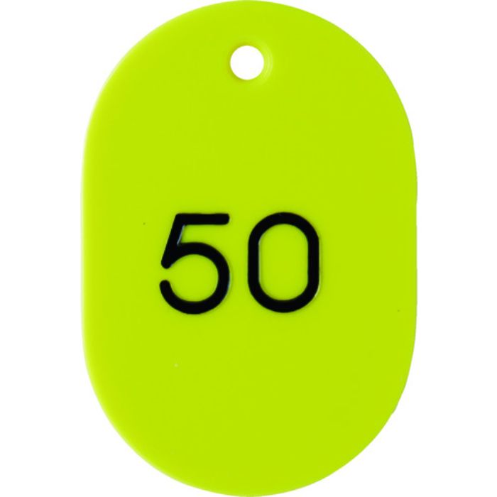 TRUSCO 番号入小判札 大 60X40 26〜50 黄(Tcode:1162326)