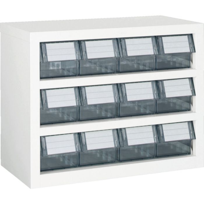 TRUSCO パーツケース 横型バンラックケースM型 592X307XH468 3段4列 W(Tcode:3937330)