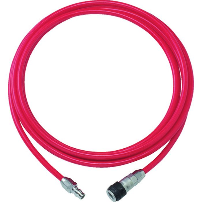 TRUSCO エアブレードホース ウレタンブレードチューブ 内径6.5×外径10mm 全長5m カップリング付 赤(Tcode:1043099)