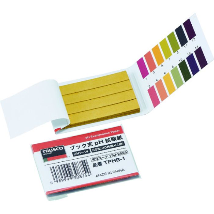 TRUSCO ブック式pH試験紙 pH1〜14 20枚綴X4冊(Tcode:1832525)