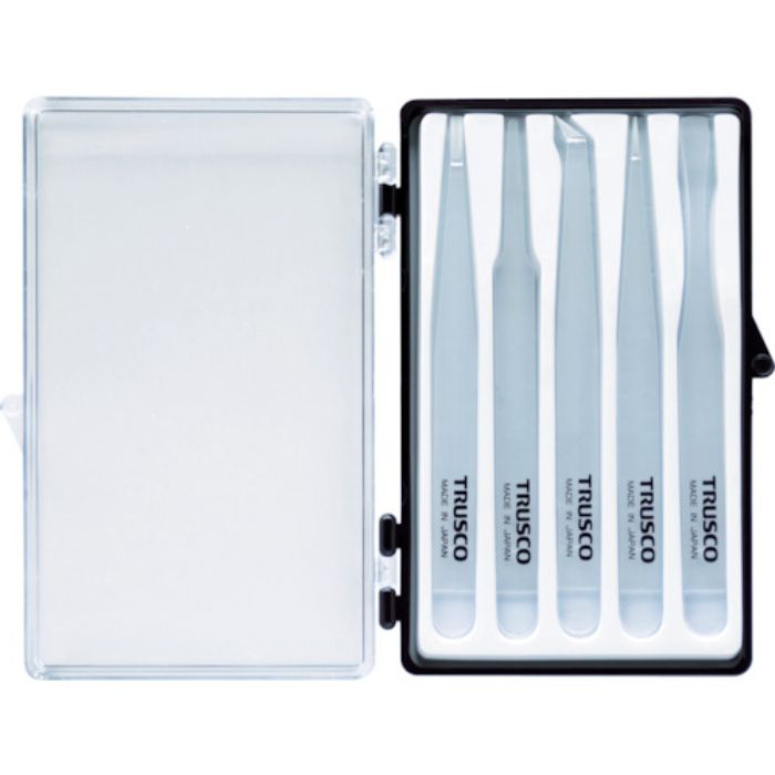 TRUSCO 透明プラスチック製ピンセット5本組セット(Tcode:1039724)