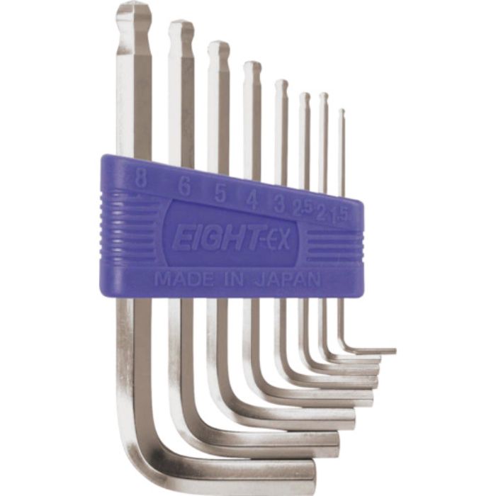 エイト 六角棒スパナ テーパーヘッド 標準寸法 8本セット 1.5〜8mm(Tcode:8115997)