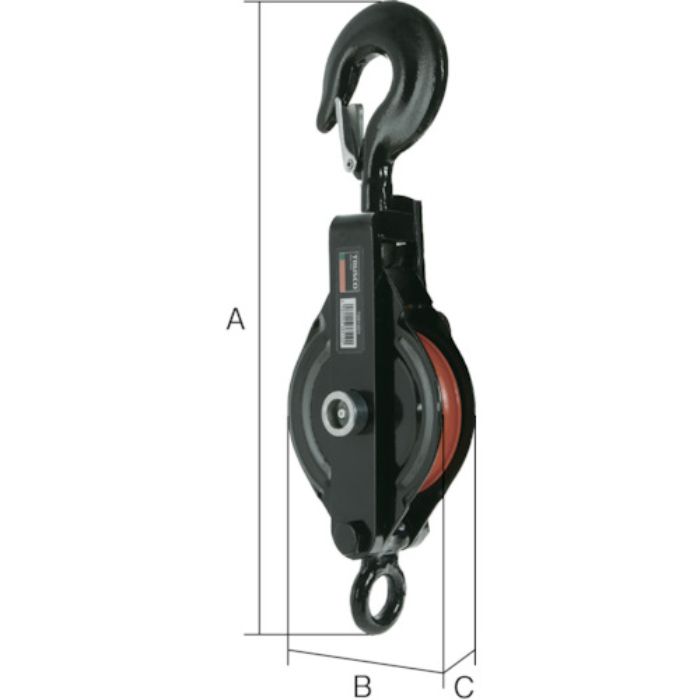 TRUSCO 強力型滑車一車スナッチ フック型75mm(Tcode:1948941)