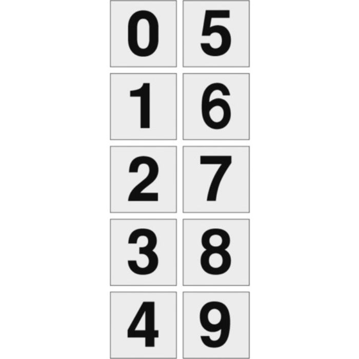 TRUSCO 数字ステッカー 100×100 「0～9」連番 透明地/黒文字 1枚入