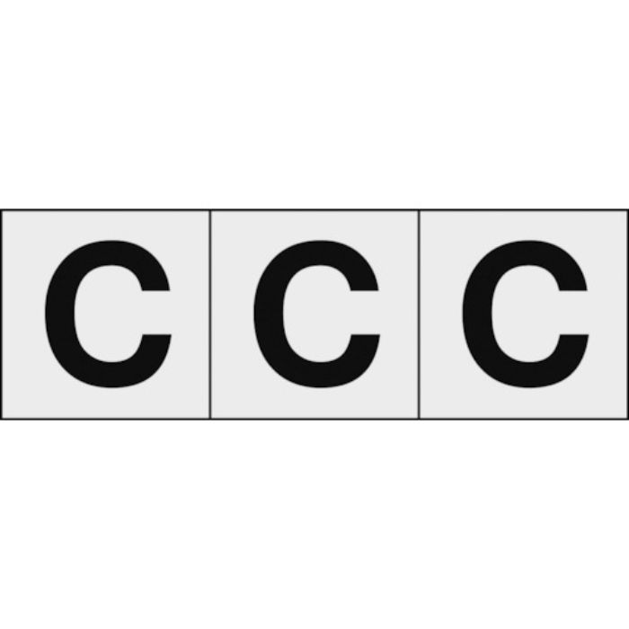TRUSCO アルファベットステッカー 30×30 「C」 透明地/黒文字 3枚入