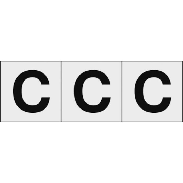 TRUSCO アルファベットステッカー 50×50 「C」 透明地/黒文字 3枚入