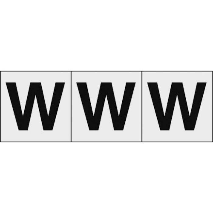 TRUSCO アルファベットステッカー 50×50 「W」 透明地/黒文字 3枚入