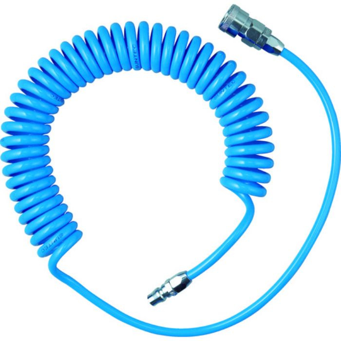 TRUSCO αウレタンコイルホースブルー カップリング付 2m(Tcode:3362787)