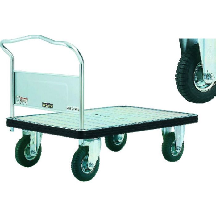 ダンディ スチール台車 ダンディDシリーズ タイプDG 固定ハンドル式 悪路用ノーパンクタイヤ仕様 W1200×D750(Tcode:2082464)