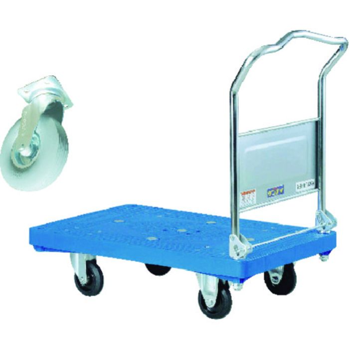 ダンディ プラスチック台車 ダンディPシリーズ タイプPA 折りたたみハンドル式 悪路用キャスター(ノーパンクタイヤ) 仕様 W905×D605(Tcode:2082187)