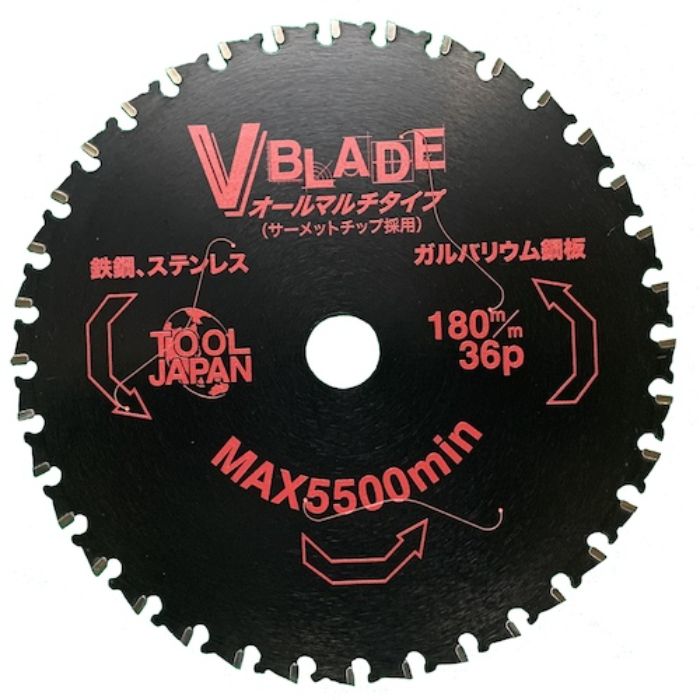 ツールジャパン 『V BLADE』鉄鋼、ステンレス、ガルバリウム鋼板 オールマルチタイプ 180×36P(Tcode:8283476)