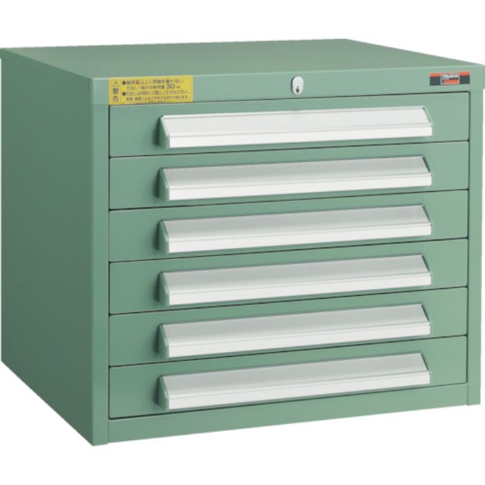 TRUSCO WLVR型キャビネット 500X412XH420 引出6段 緑(Tcode:3011631)