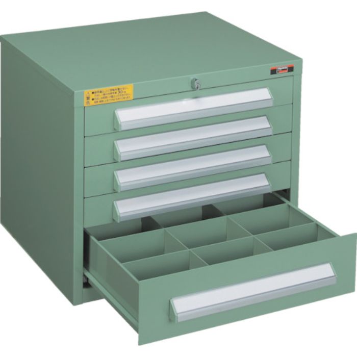 TRUSCO WLVR型キャビネット 500X412XH420 引出5段 緑(Tcode:3011551)