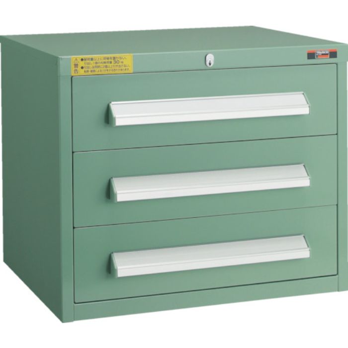 TRUSCO WLVR型キャビネット 500X412XH420 引出3段 緑(Tcode:3011577)