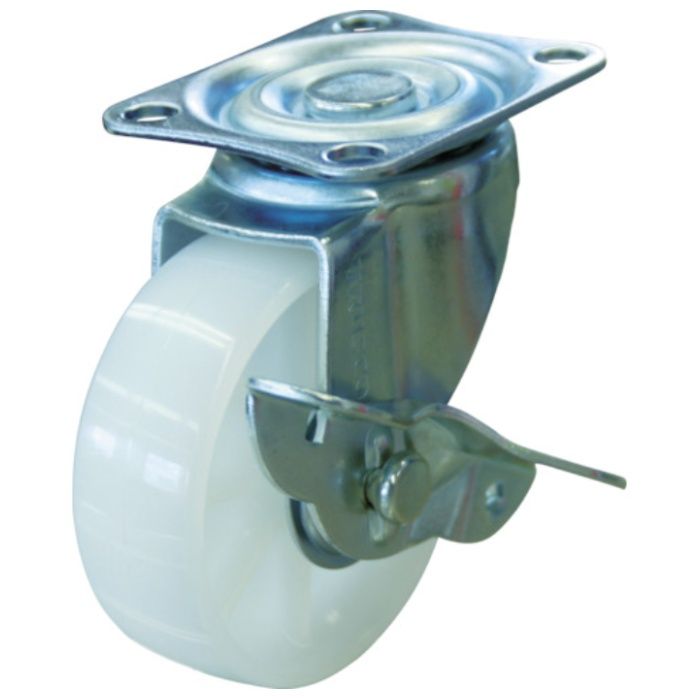 TRUSCO　コンテナ台車用自在ストッパー付キャスターφ75ナイロン車　